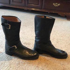 Black leather DuBarry motorcycle boots